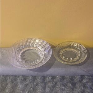 Vintage Clear Glass hobnail  Ashtray Set mid-century